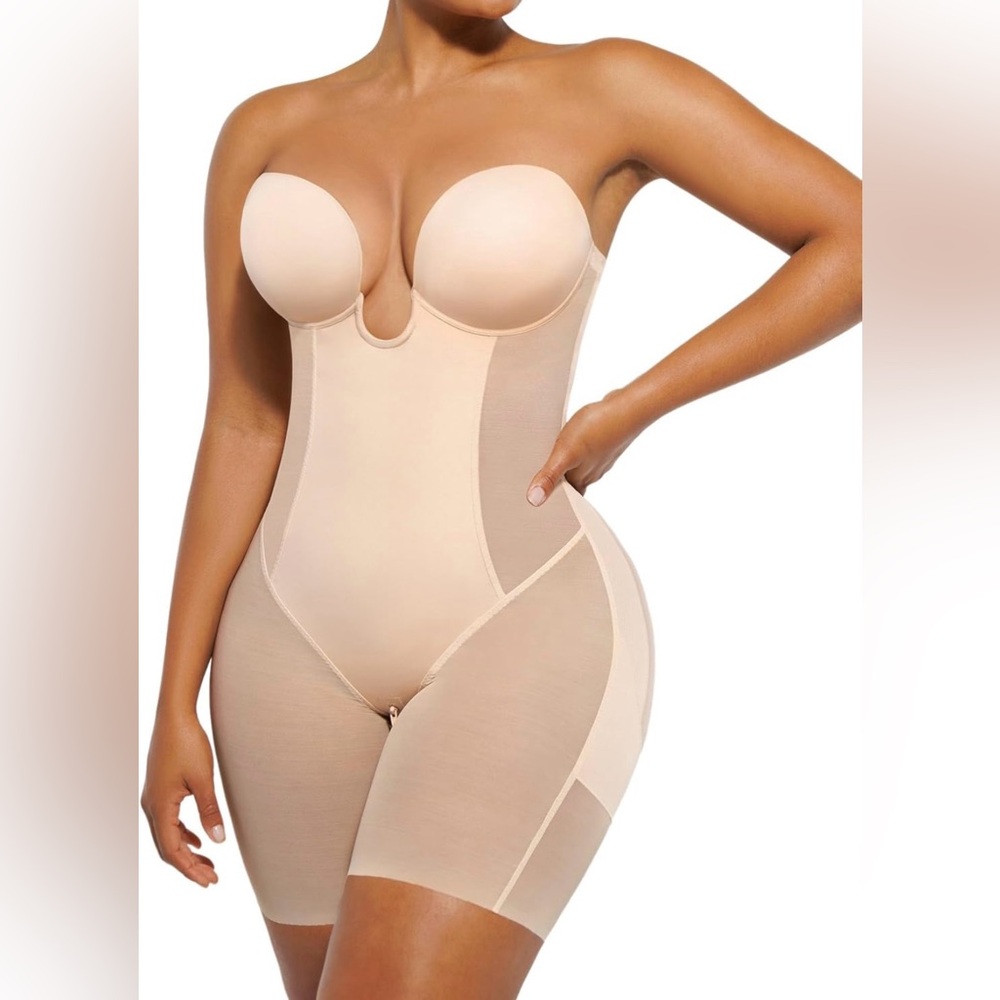 SHAPELLX Strapless Shapewear Deep Plunge Corset Tummy Control Backless D+ Cup